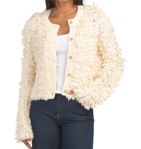 Loop Yarn Button Front Sweater