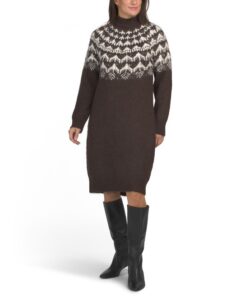 Image of sale on Wool Blend Fairisle Chunky Knit Sweater Dress