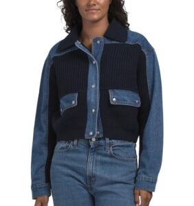 Denim and Sweater Cardigan Jacket