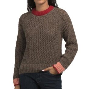 Image of sale on Peruvian Alpaca Blend Contrast Trim Crew Neck Sweater