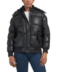 Image of sale on Leather Puffer Hoodie