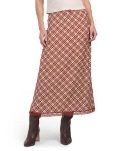 Image of sale on Plaid Lace Trim Maxi Skirt
