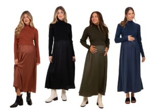 Image of sale on Knit Contrast Top Satin Midi Dress